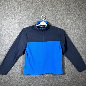 Lands' End Mens Medium Navy Blue Fleece 1/4 Zip Hiking Sweatshirt 500972